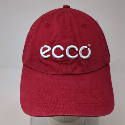 ECCO Slideback Hat Red One Size Adjustable Embroidered Vented Holes 6 Panel