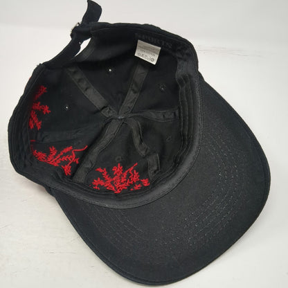 Sports Baseball Cap Black Red One Size Floral Embroidery Cotton Slideback Hat