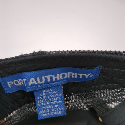 Vista Strapback Hat Black One Size Adjustable Mesh Back Port Authority Cotton