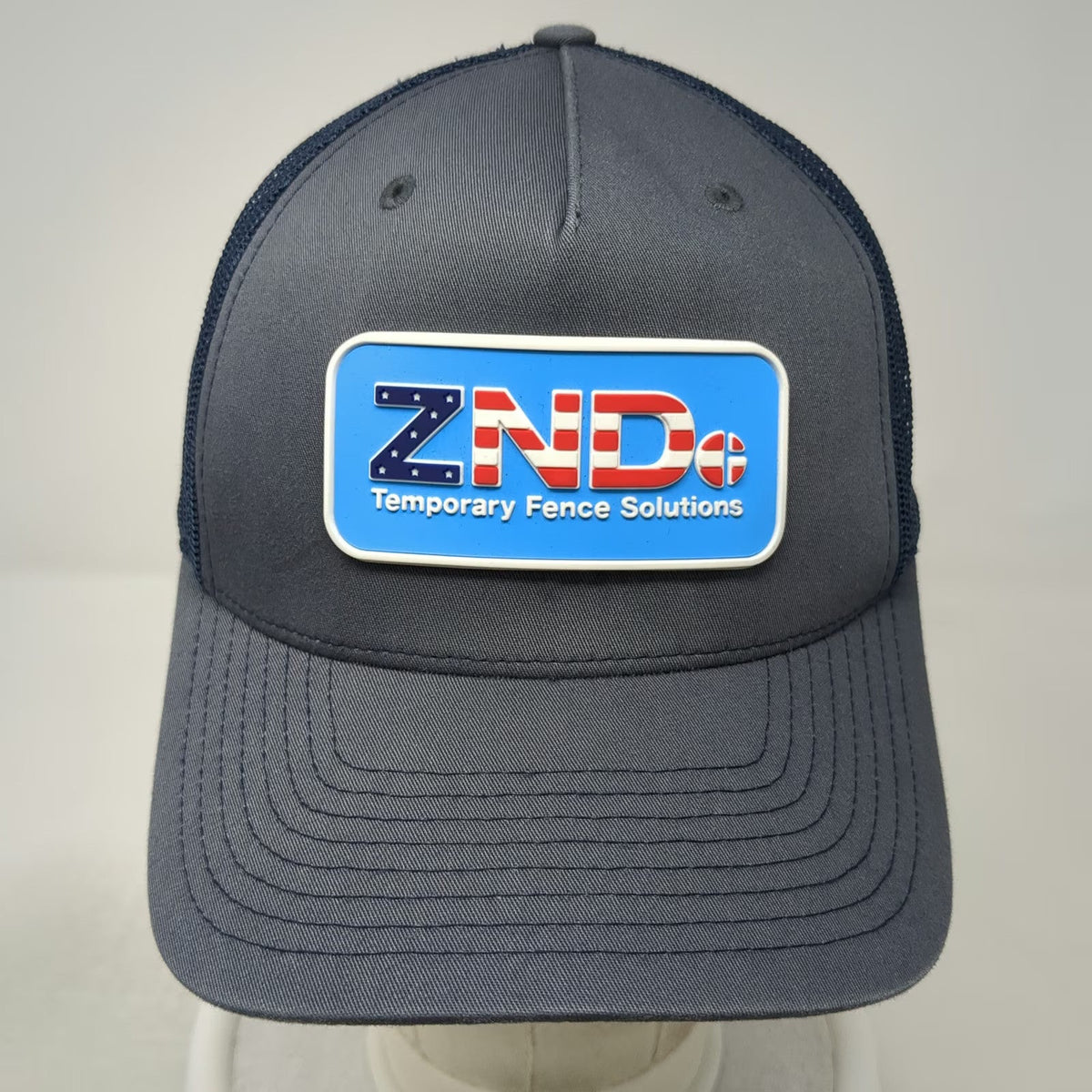 Richardson Trucker Hat Blue One Size ZND Temporary Fence Solutions Mesh Patch