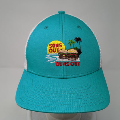 Suns Out Buns Out Snapback Trucker Hat Blue One Size Mesh Back Coal