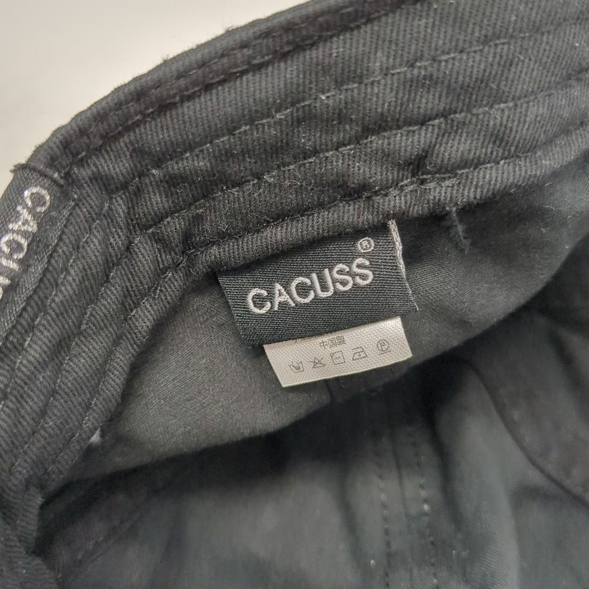 Cacuss Baseball Cap Black One Size Distressed Ripped Frayed Cotton Slideback Hat