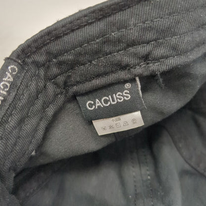 Cacuss Baseball Cap Black One Size Distressed Ripped Frayed Cotton Slideback Hat