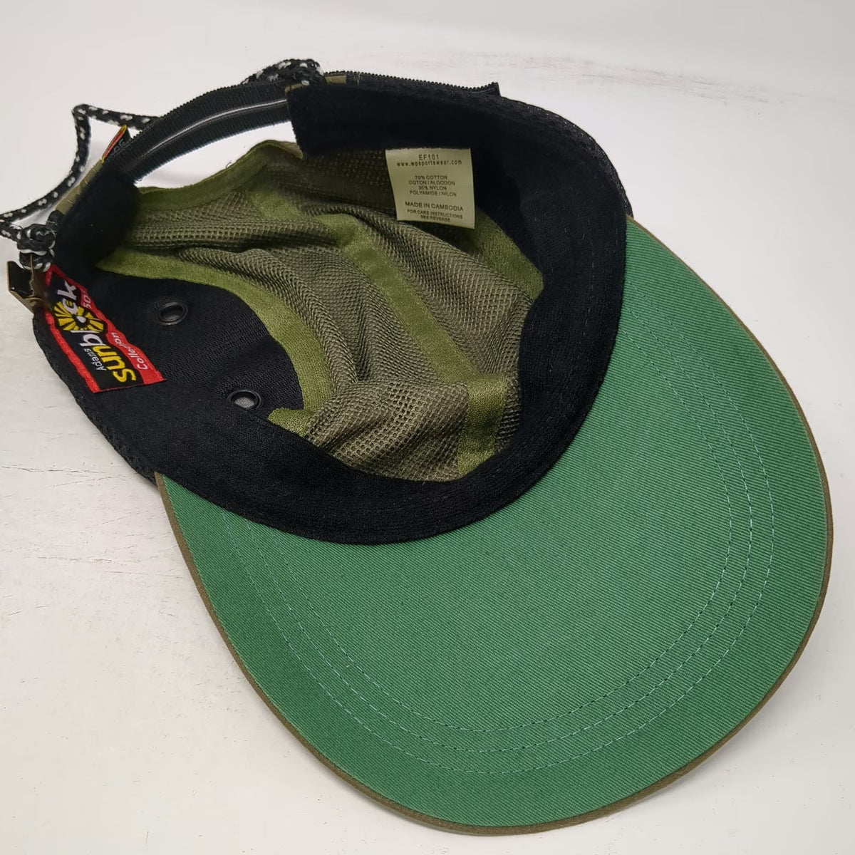 Adams Baseball Cap Green One Size Mesh UPF 50+ Sun Protection Chin Strap Hat