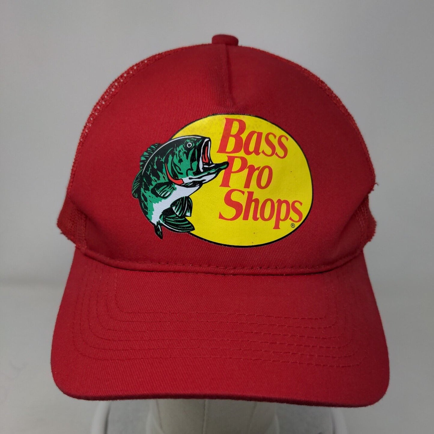 Bass Pro Shops Snapback Trucker Hat Red OSFM Adjustable Mesh Back Gone Fishing