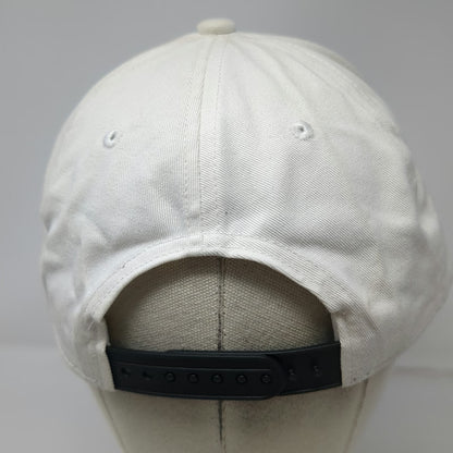 Sykes Snapback Hat White Black One Size Flat Brim Logo Patch Two Tone Cotton