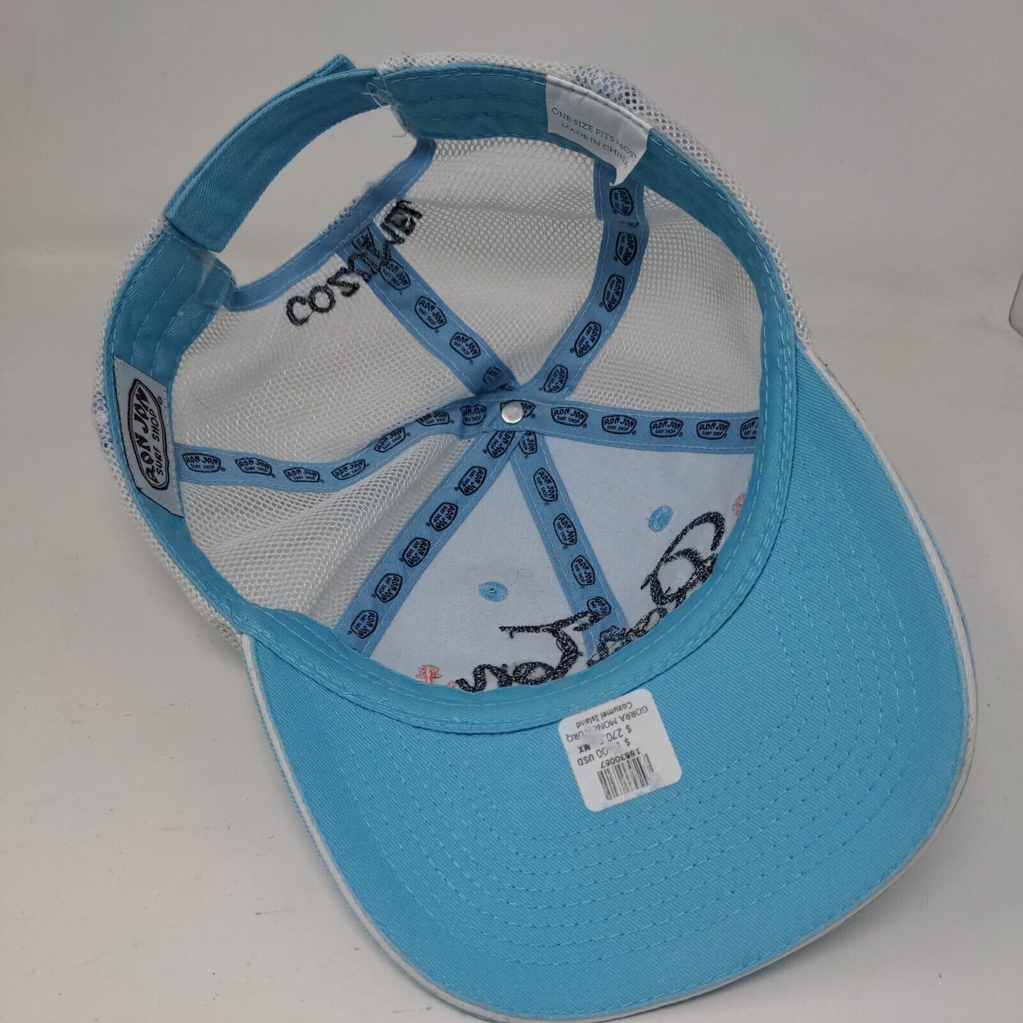 Ron Jon Surf Shop Cozumel Strapback Trucker Hat Blue OSFM Adjustable Mesh Back