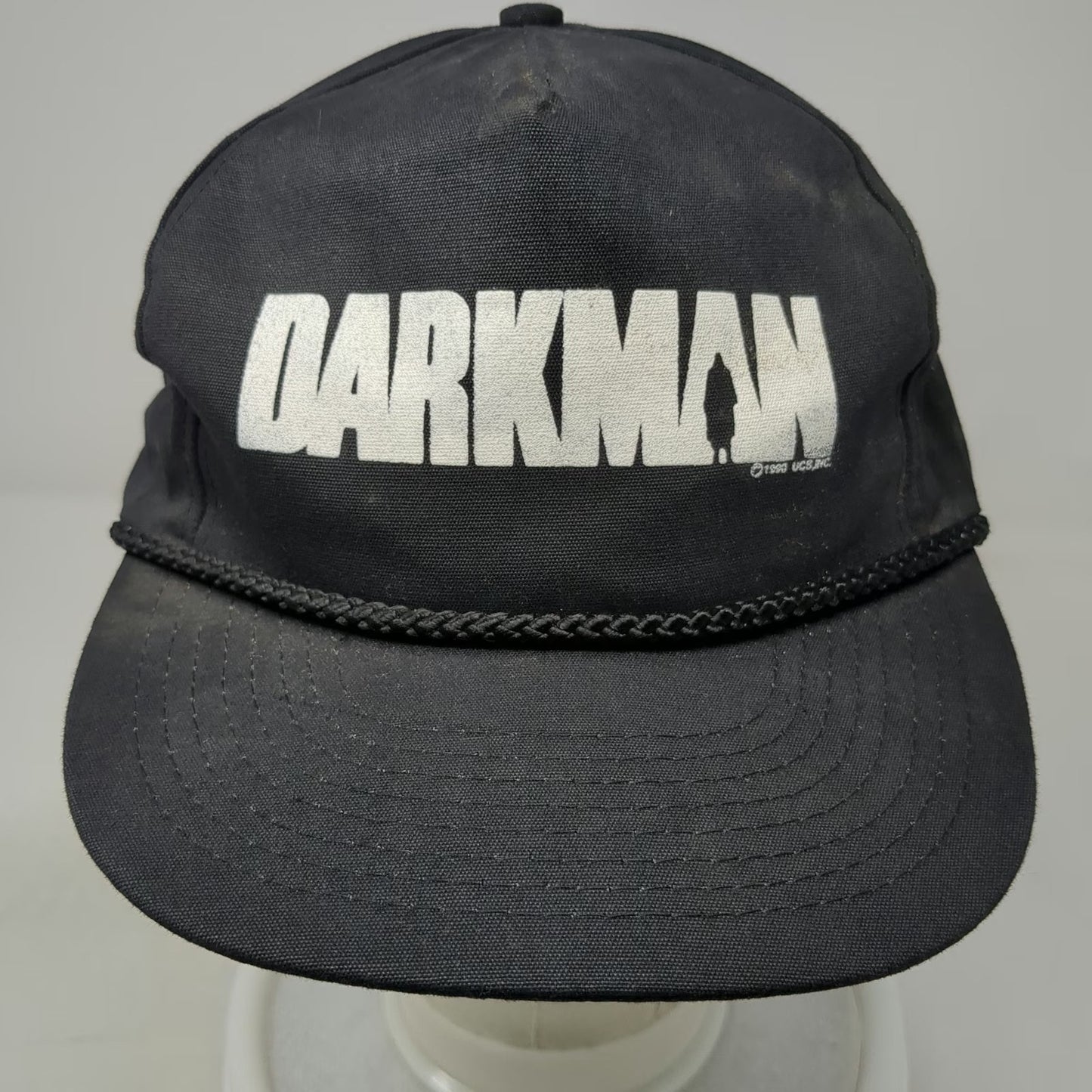 Mohr's Darkman Movie 1990 Promo Black OS Trucker Rope Hat Slideback Vintage
