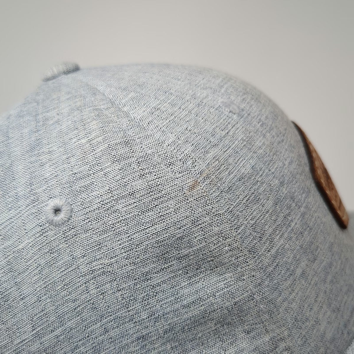 Yupoong Flexfit Baseball Cap Gray XL Leather Patch Heathered Stretch Hat