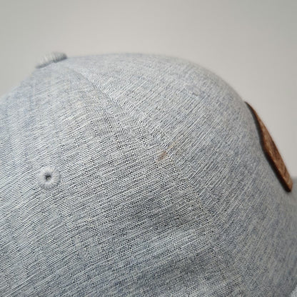 Yupoong Flexfit Baseball Cap Gray XL Leather Patch Heathered Stretch Hat