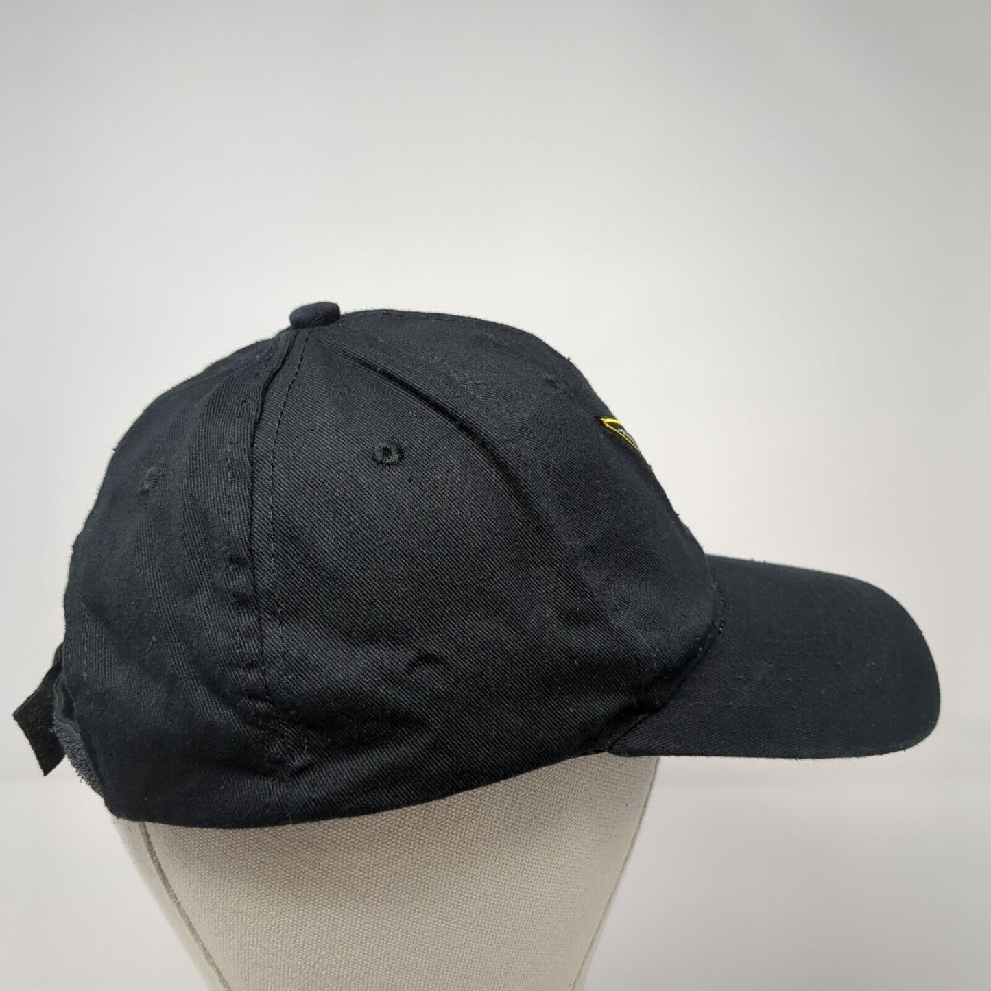 Hoots Strapback Hat Black One Size Adjustable Embroidered 6 Panel Cotton APC