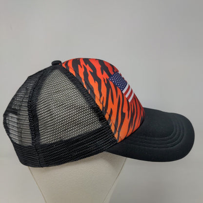 Unbranded Mens Snapback Mesh Back Hat Black Adjustable Graphic Flag Tiger Stripe