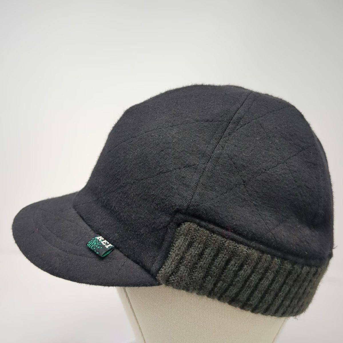 REI Baseball Cap Black L Quilted Knit Earband Cotton Rayon Lining Winter Hat
