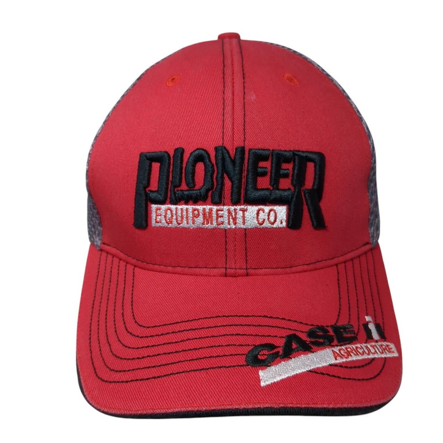 Pioneer Equipment Co Case III Agriculture Strapback Trucker Hat Red OS Mesh Back