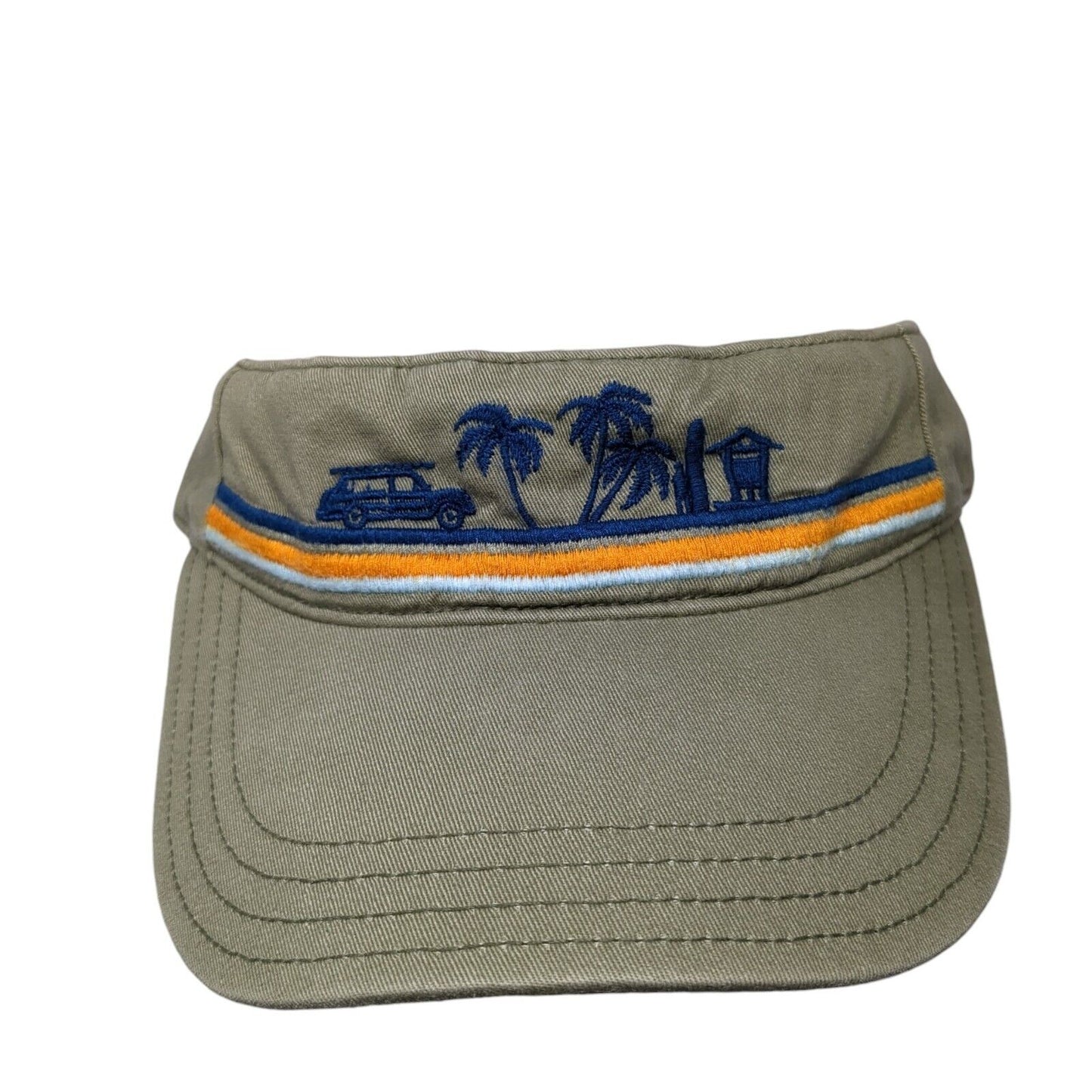 Unbranded Strapback Sun Visor Hat Brown One Size Adjustable Embroidered