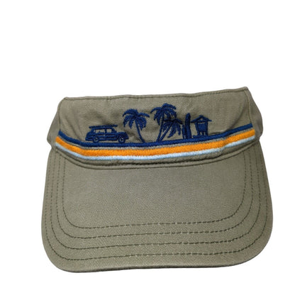Unbranded Strapback Sun Visor Hat Brown One Size Adjustable Embroidered