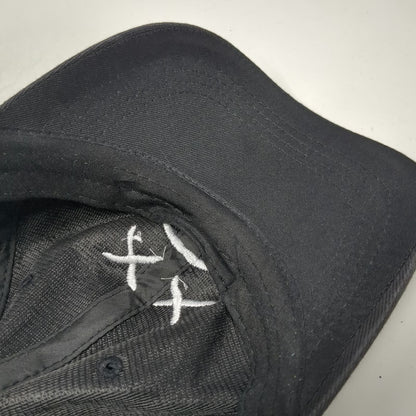 Baseball Cap Black One Size Sad Face X Eyes Embroidery Adjustable Slideback Hat
