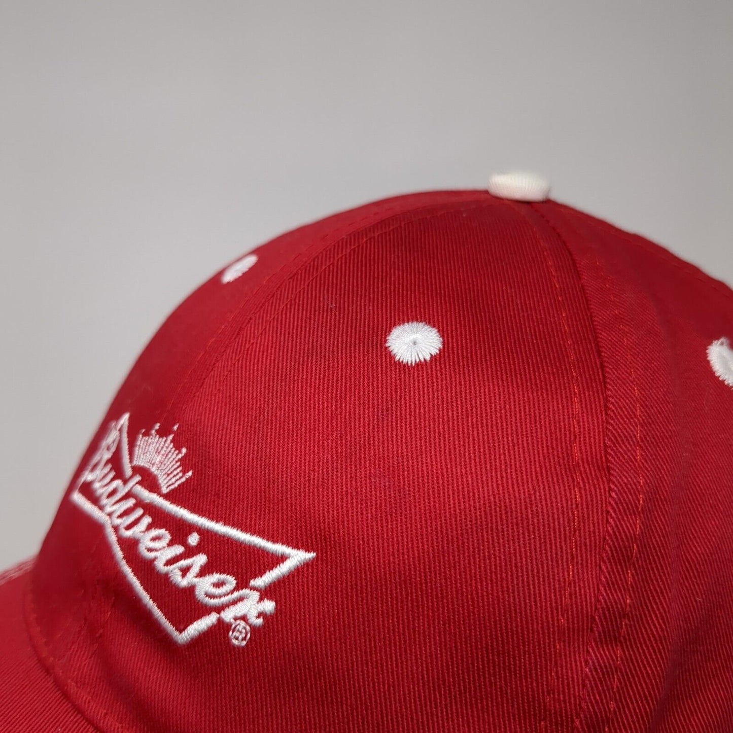 Budweiser Strapback Hat Red OSFA Adjustable Embroidered K-Products