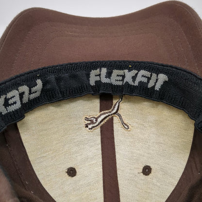 Puma Baseball Cap Brown One Size Fitted Flexfit Embroidered Logo Hat Athletic