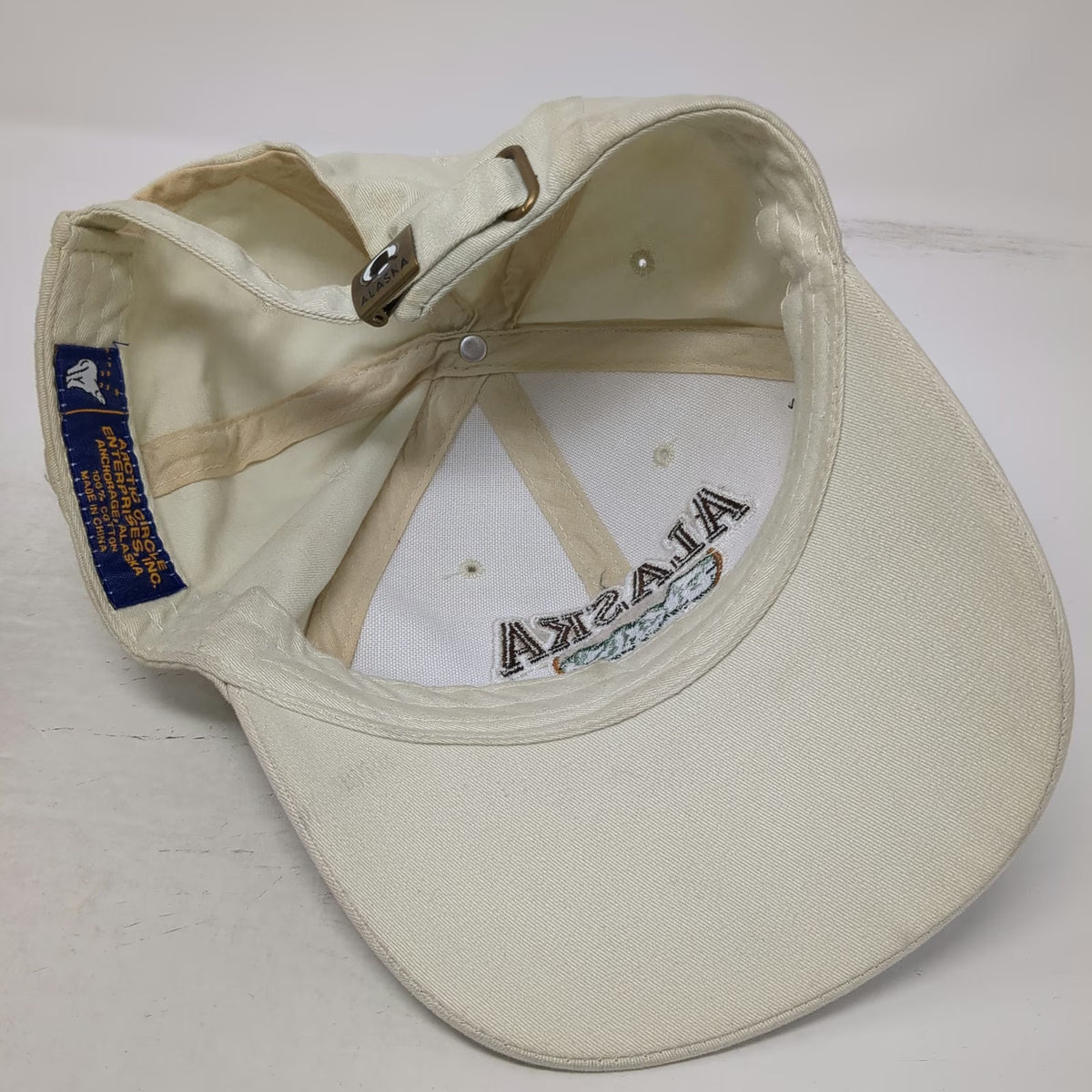 Arctic Circle Enterprises Alaska Baseball Cap Beige OSFM Moose Eagle Hat Pine
