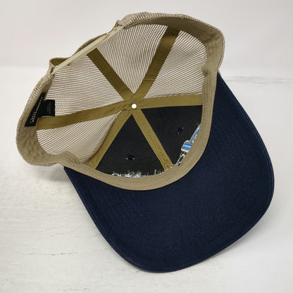 Port Authority Trucker Hat Blue Beige One Size CJ Precision Machine Inc Snapback