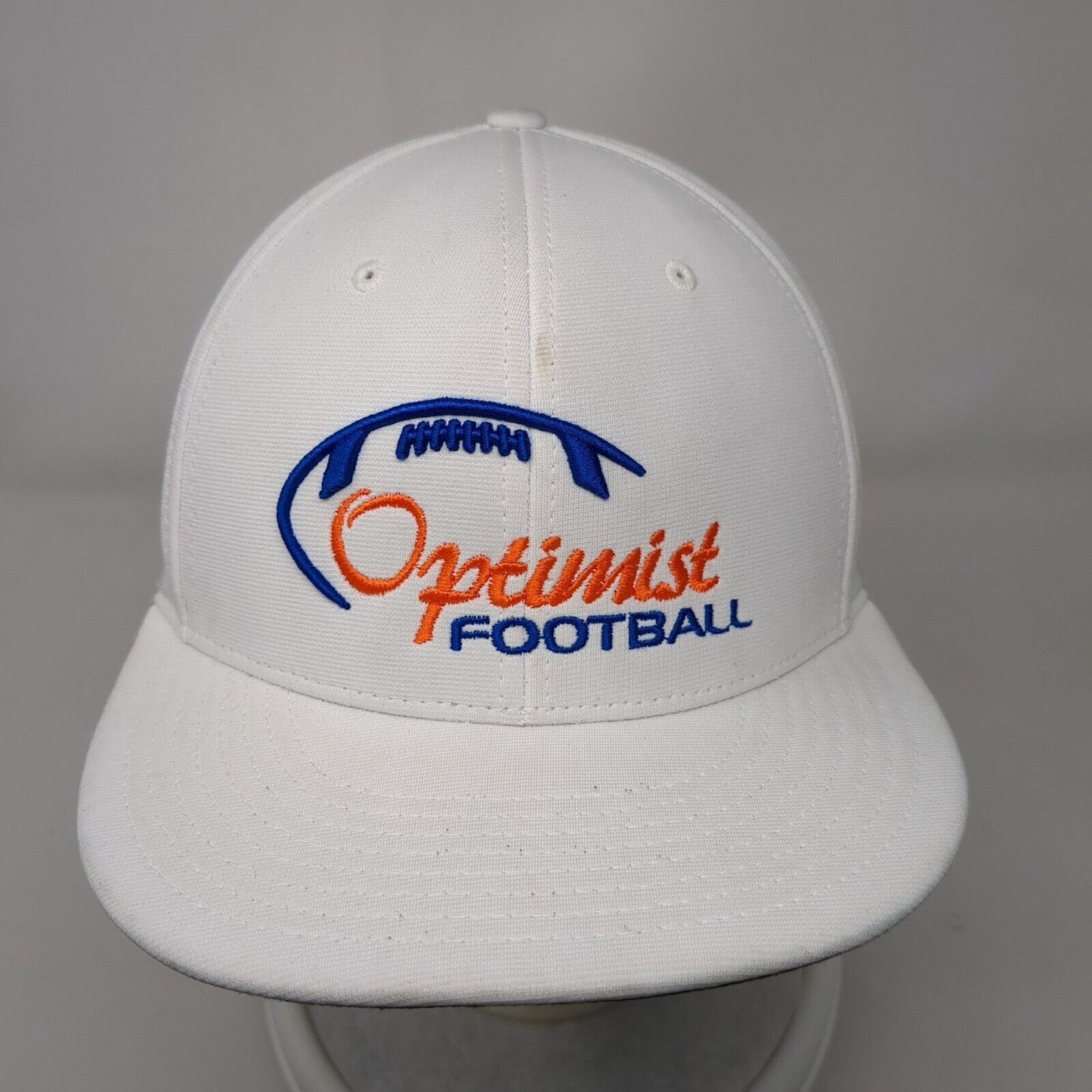 Optimist Football Fitted Hat White L/XL Flexfit Embroidered PTS20 Richardson