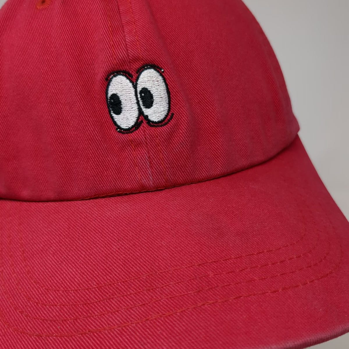 City Hunter Baseball Cap Red One Size Slideback Cotton Cartoon Eyes Graphic Hat