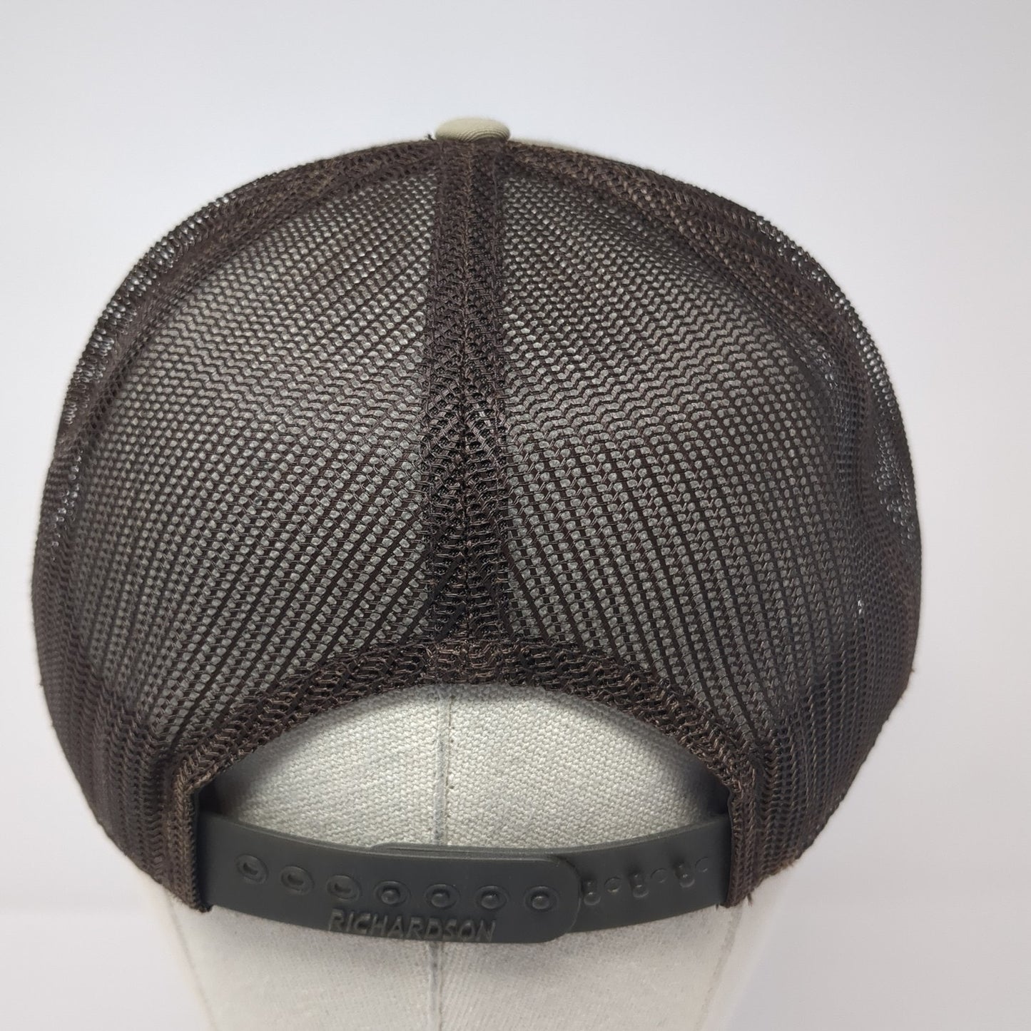Richardson Snapback Trucker Hat Brown One Size Adjustable Embroidered Mesh Back