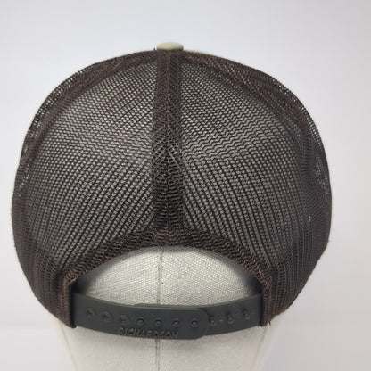 Richardson Snapback Trucker Hat Brown One Size Adjustable Embroidered Mesh Back