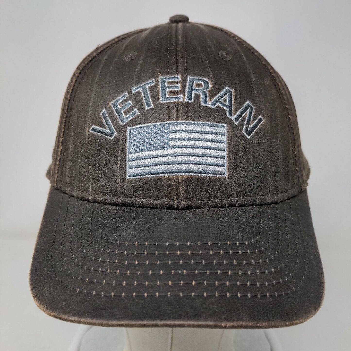 Veteran American Flag Strapback Hat Brown One Size The National WWII Museum