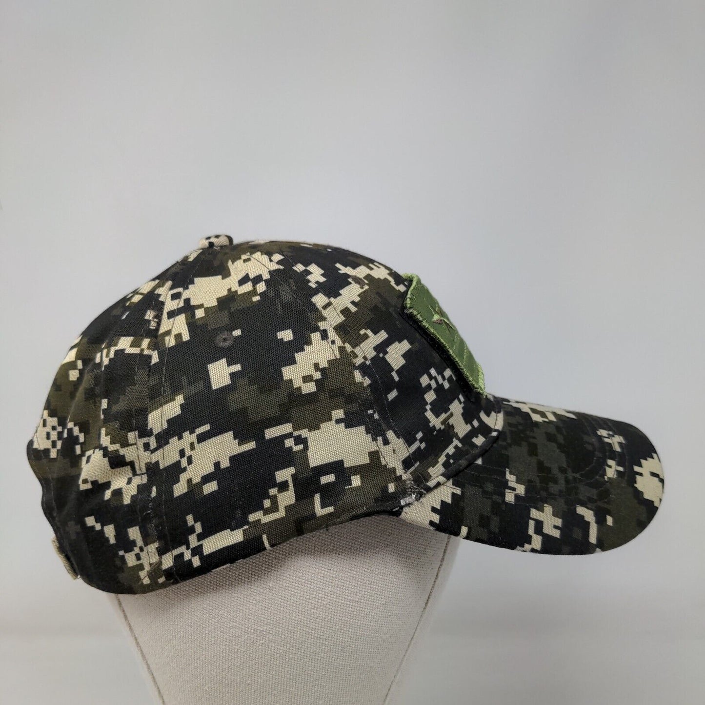Flag Patch Strapback Hat Camo One Size Adjustable 6 Panel Vent Holes