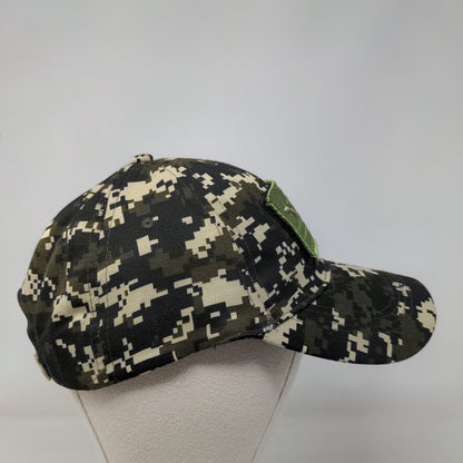 Flag Patch Strapback Hat Camo One Size Adjustable 6 Panel Vent Holes
