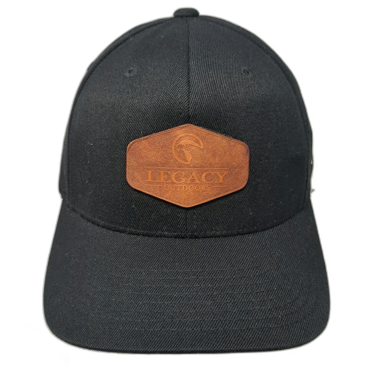 Branded Bills Fitted Hat Black XL Legacy Outdoors Leather Patch Flexfit Curved