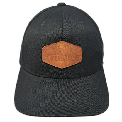 Branded Bills Fitted Hat Black XL Legacy Outdoors Leather Patch Flexfit Curved