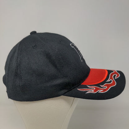 Unbranded Men's Strapback Hat Black Adjustable Embroidered New York Flames Logo