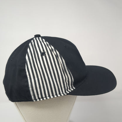 Star Snapback Hat Black One Size Adjustable Embroidered Striped Cotton
