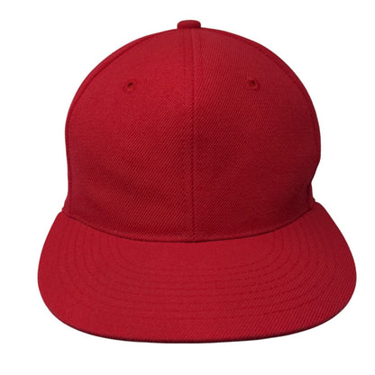 Decky Fitted Hat Red One Size Solid 6 Panel Vent Holes Blank