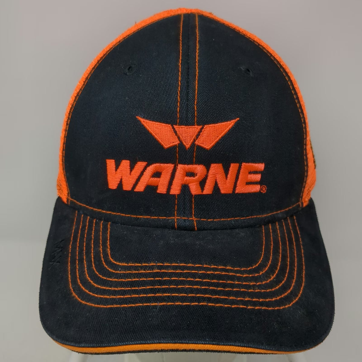 Warne Trucker Hat Black Orange One Size American Flag Mesh Contrast Stitching