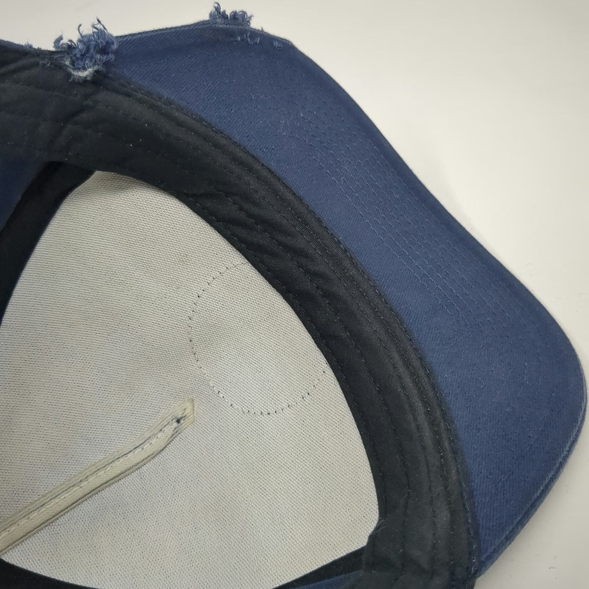Vans 5 Panel Blue One Size Distressed Frayed Snapback Logo Patch Cotton Hat