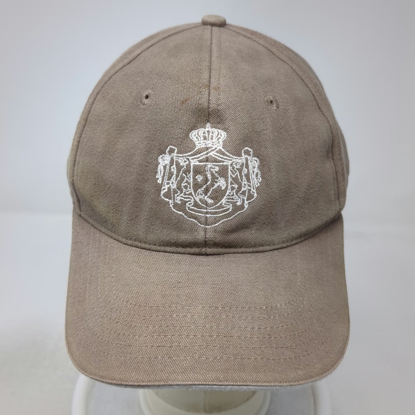 Ducit Supra Montes Baseball Cap Brown Heraldic Crest Latin Text Adjustable Hat