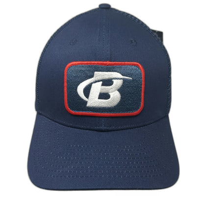Bodybuilding Trucker Hat Blue One Size Mesh Back Snapback Patch Logo Gym Cap