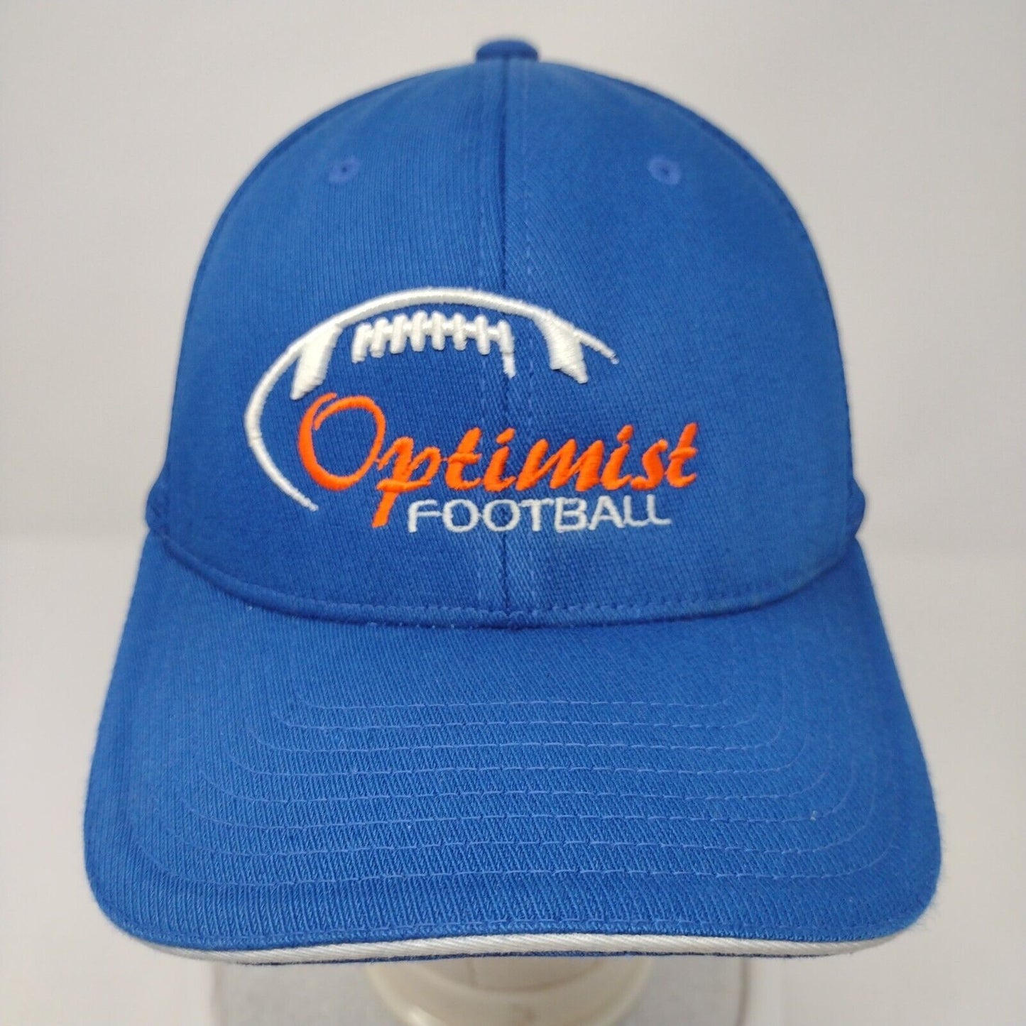 Optimist Football Fitted Trucker Hat Blue S/M Embroidered Mesh Back Richardson