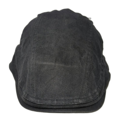 Newsboy Cap Black One Size Side Adjusters Textured Herringbone Flat Driving Hat