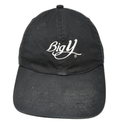 Big Y Supermarket Embroidered Logo Black Baseball Cap One Size Slideback Hat
