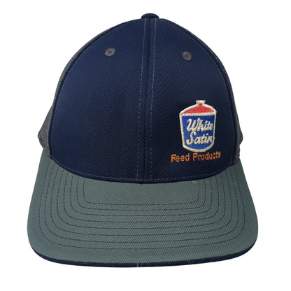 White Satin Feed Products Fitted Baseball Cap Multicolor 8 Mesh Pacific Headwear