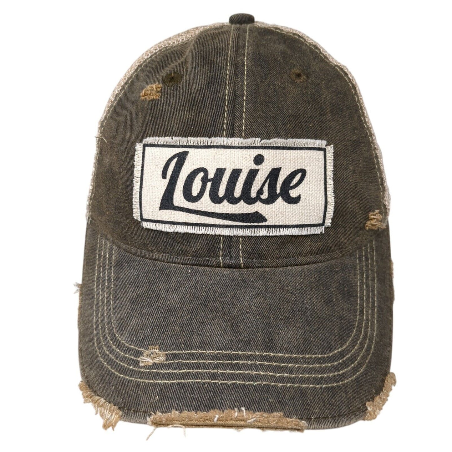 Louise Snapback Trucker Hat Multicolor OS Adjustable Mesh Back Distressed YPO