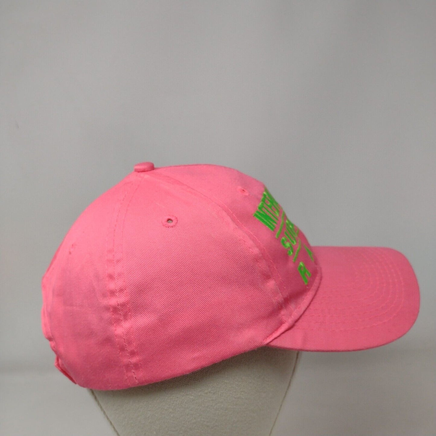 International Submarine Races Strapback Hat Pink Embroidered Logo Adjustable