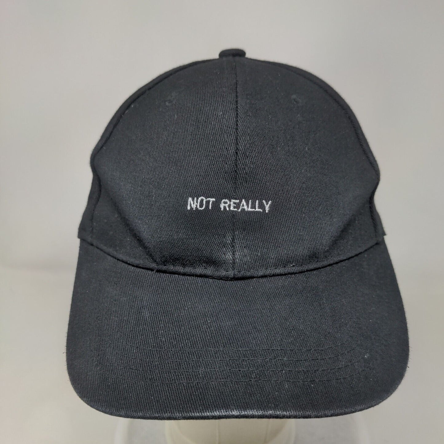 Not Really Slideback Hat Black One Size Adjustable Solid Vent Holes