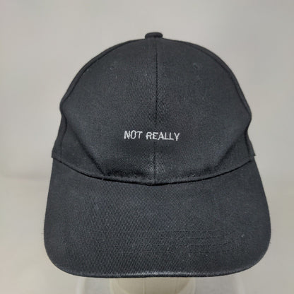 Not Really Slideback Hat Black One Size Adjustable Solid Vent Holes