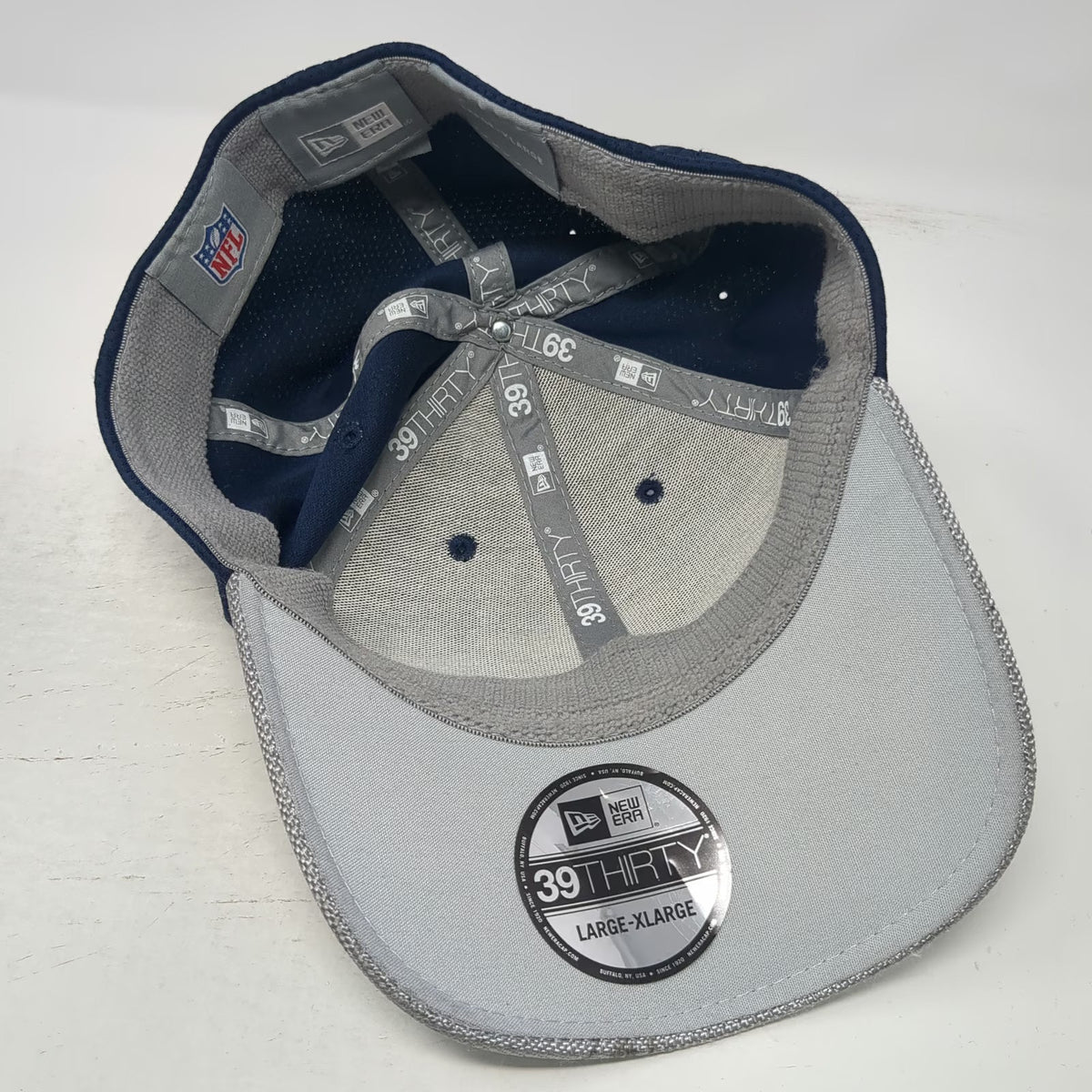 Dallas Cowboys NFL New Era Blue XL Baseball Cap Stretch Fit 39THIRTY Silver Brim